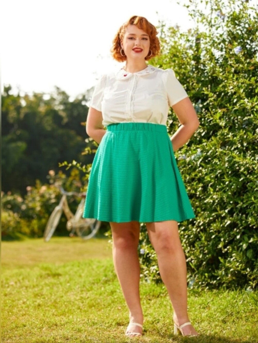 NWT Modcloth Green Cotton Blend Skater Skirt